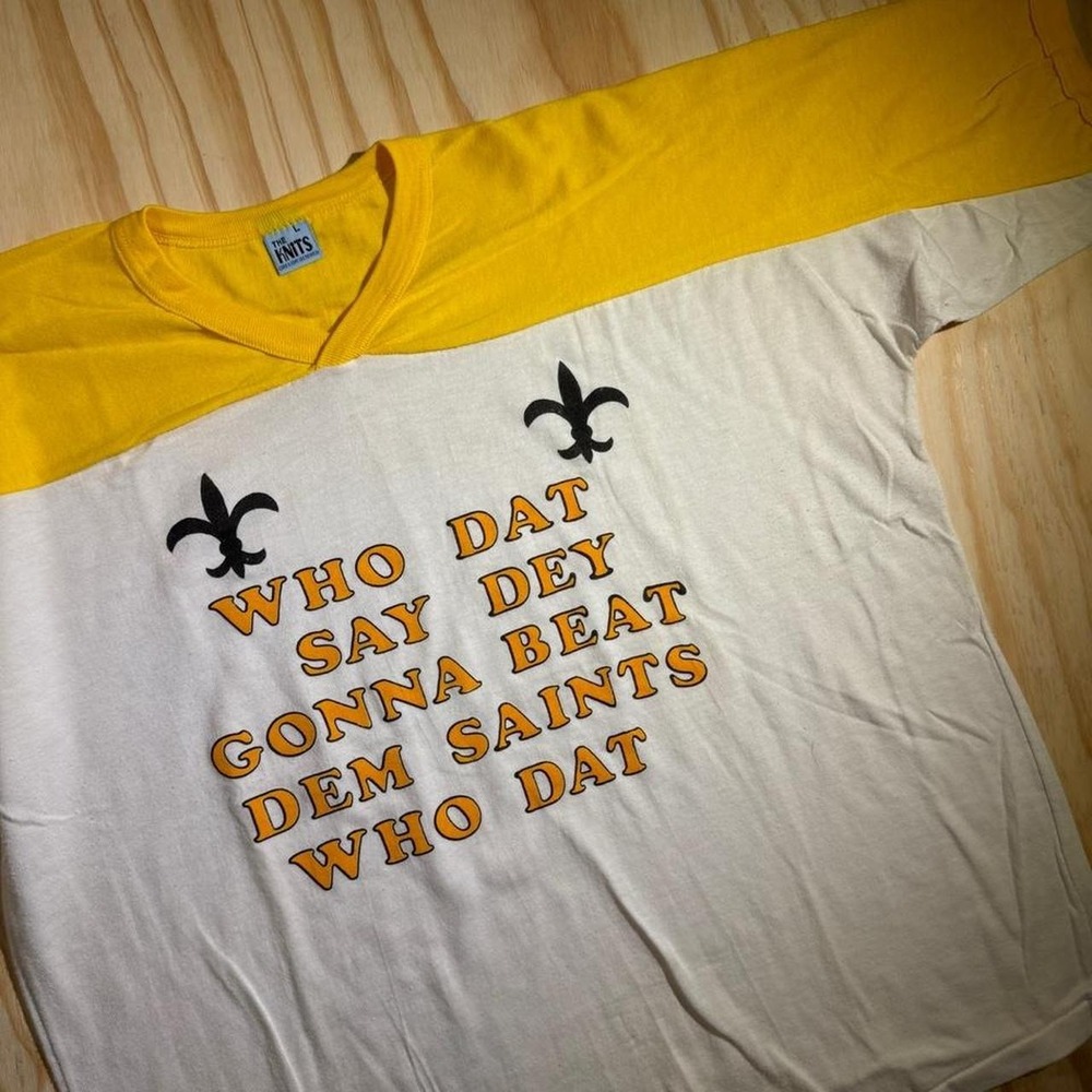 The Knits 70s vintage raglan saint louis saints "Who Dat" long sleeve